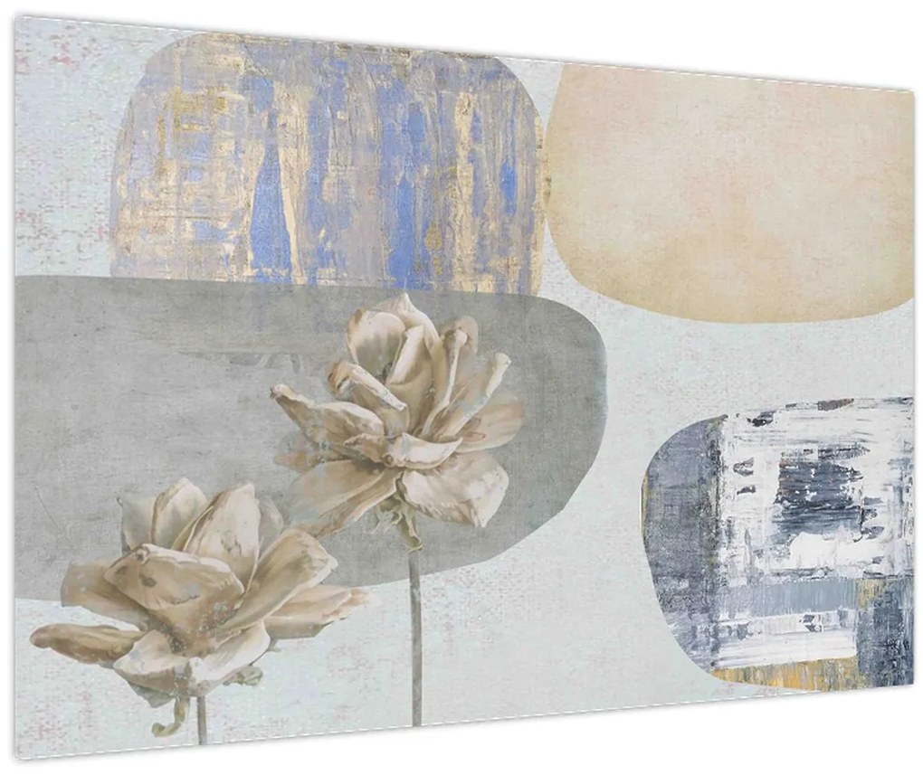 Tablou - Pictură flori și texturi (90x60 cm)