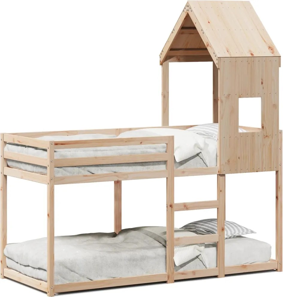 vidaXL Pat supraetajat fără saltea, 90x200 cm, lemn masiv de pin