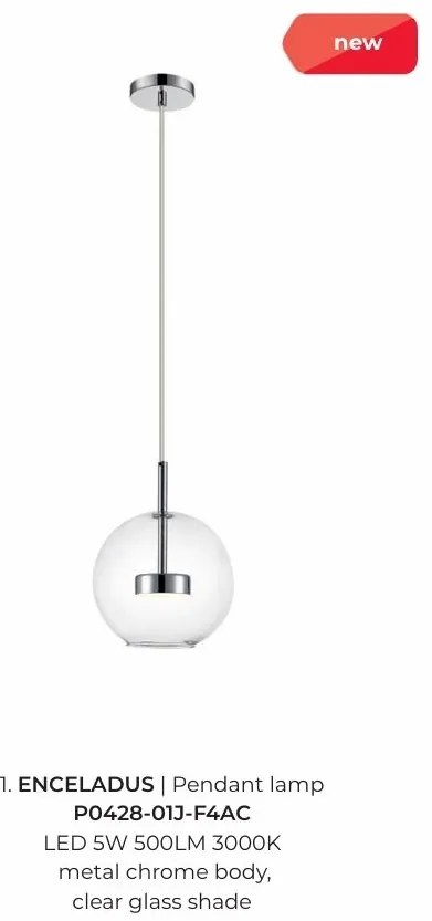 Pendul, Lustra LED suspendata moderna Enceladus crom
