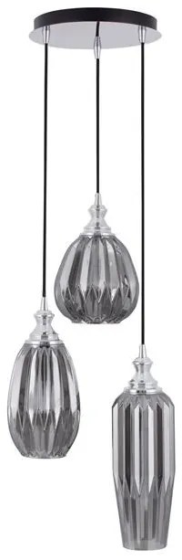Lustra cu 3 pendule design modern ZARLEY fumuriu NVL-9066031