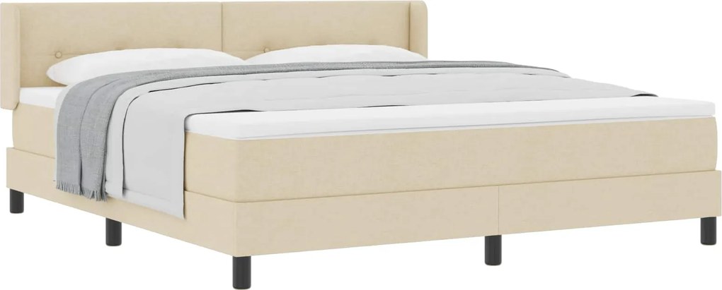 vidaXL Pat cu arcuri cu saltea cu headboard Crem 200 x 180 cm țesătură