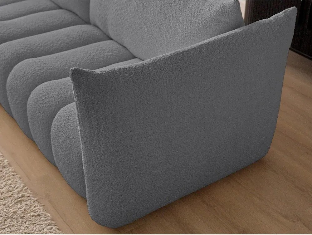 Colțar gri cu tapițerie din țesătură bouclé (cu colț pe partea stângă/cu șezlong) Azra – Bobochic Paris