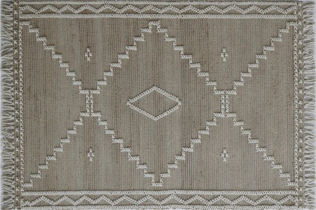 Covor din iută, lână și bumbac țesut manual, antiderapant, natur, 75 x 175 cm, „Attigny”
