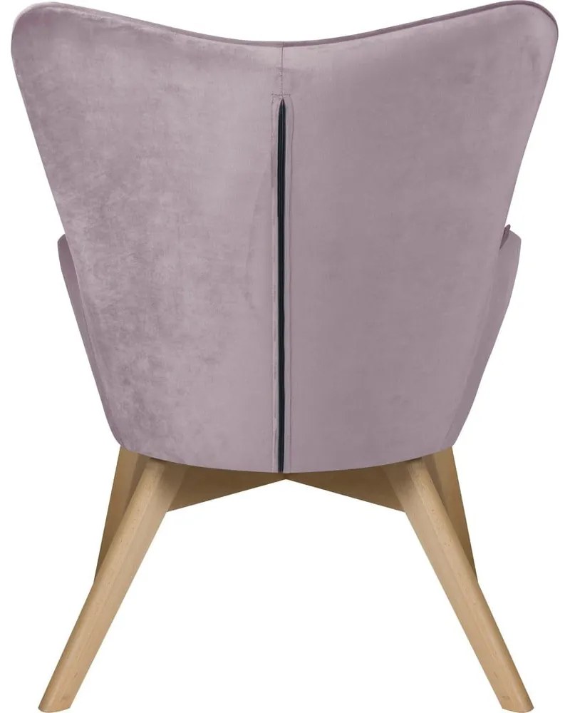 Fotoliu cu taburet mov lavandă cu tapițerie din catifea Niko – Ropez