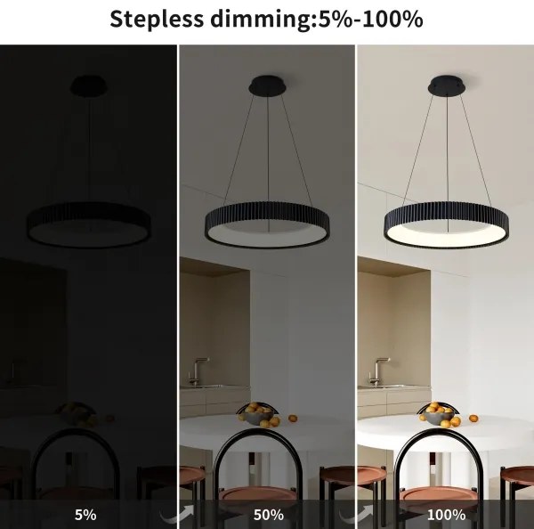 Brilagi FALCON MODERN - lustră LED reglabilă suspendată pe cablu, 54W, 230V, 60 cm, negru, telecomandă inclusă