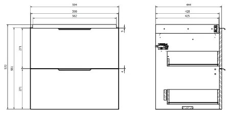 Cersanit S598-045-DSM - Dulap suspendat sub lavoar MALIKA 60x45 cm, stejar