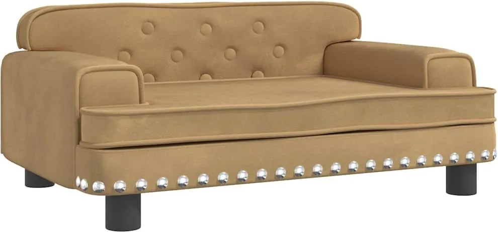 vidaXL Pat de câini, maro, 70x45x30 cm, catifea