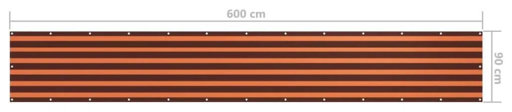 Paravan de balcon portocaliu și maro 90x600 cm țesătură oxford