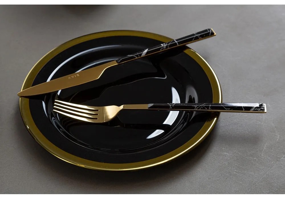 Tacâmuri din oțel negru-auriu 16 buc. Avie – Premier Housewares