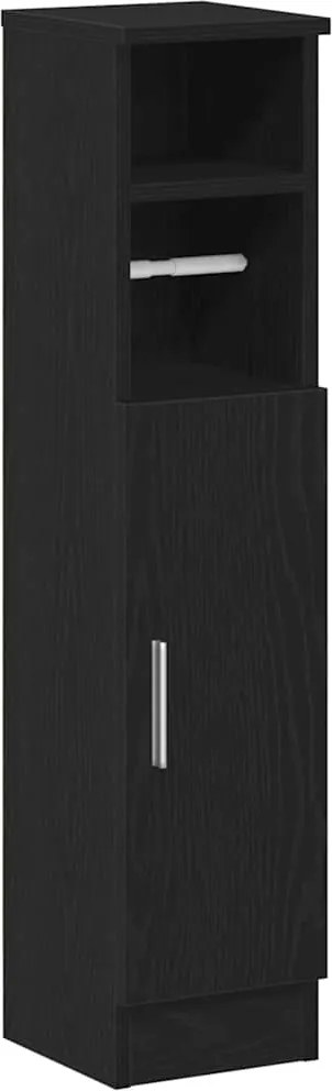 vidaXL Dulap de baie cu suport role, negru, 20,5x22x90 cm