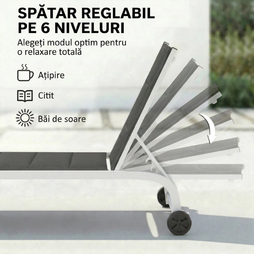 Outsunny șezlong basculant pentru plajă | Aosom Romania