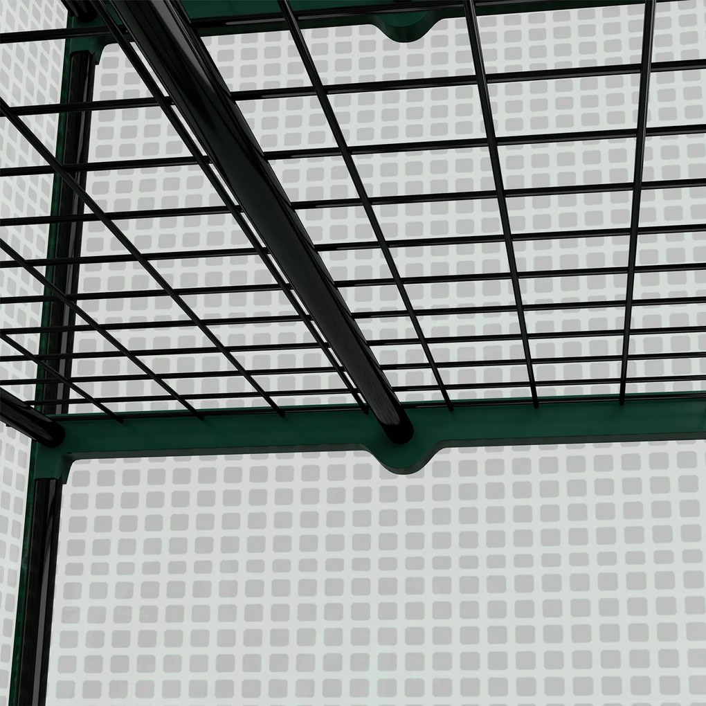 Outsunny Seră de Grădină Balcon cu Rafturi 4 Nivele 90L x 49l x 160H cm Oțel galvanizat folie Detasabila PE Densitate înaltă Verde | Aosom Romania