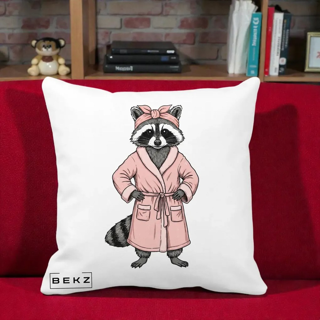 Perna Decorativa Albinuta Kawaii Vesela, 40x40 cm, Alba Mata, Husa Detasabila, Perna Inclusa, BEKZ®