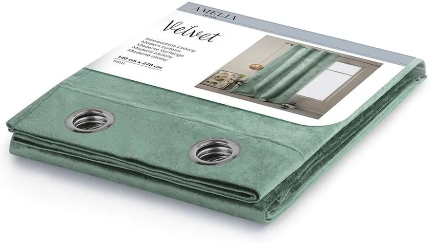 Draperie AmeliaHome Velvet, 140 x 270 cm, verde mentă