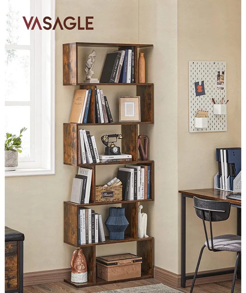 Raft/etajeră pentru cărți PRESTON, 70x24x190,5cm, maro Vasagle