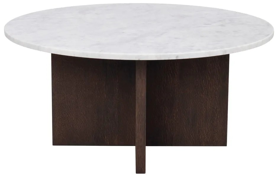 Măsuță de cafea albă/maro rotundă din marmură 90x90 cm Brooksville - Rowico