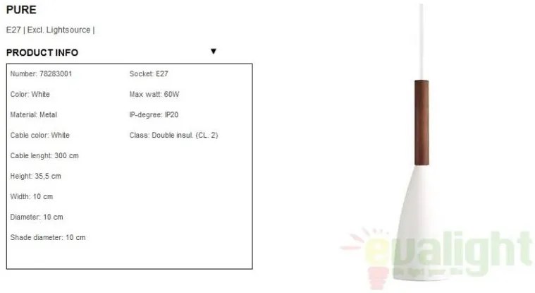Pendul design minimalist diametru 10cm Pure alb 78283001 DFTP