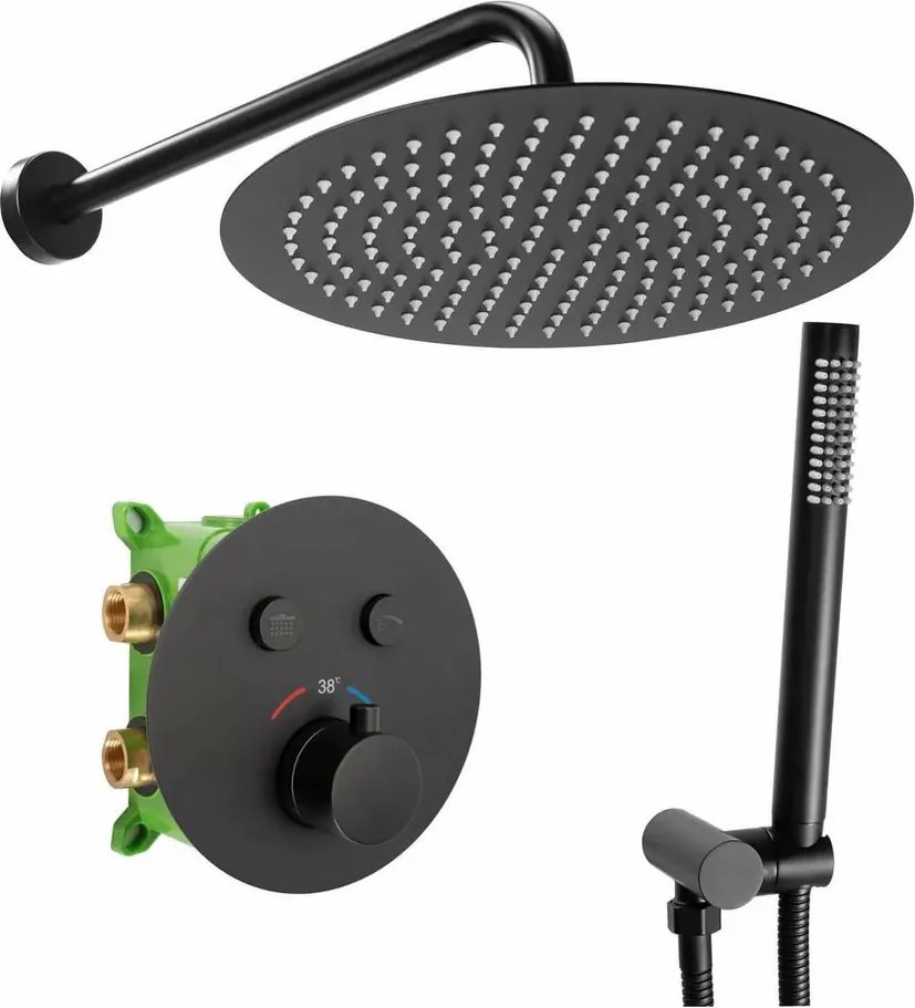 Sistem de dus incastrat cu termostat Rea Miler negru mat