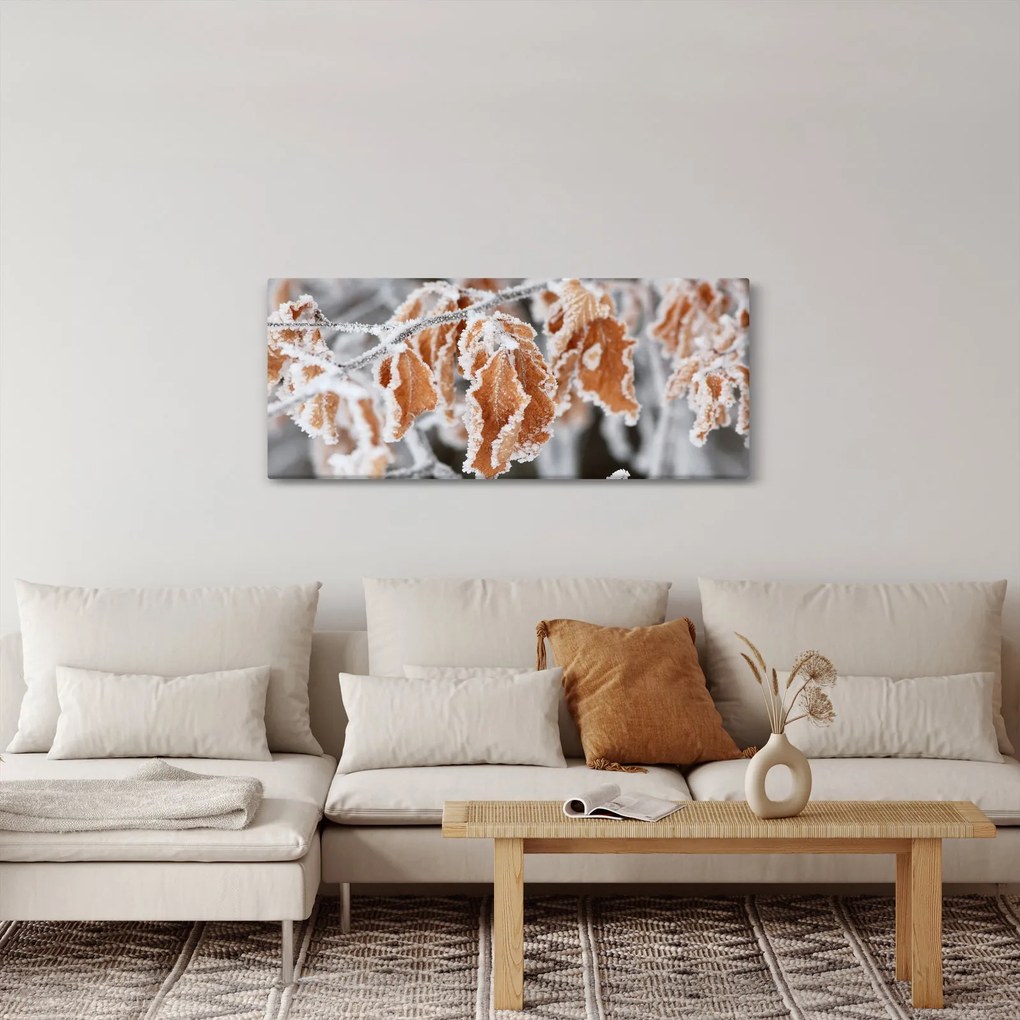 Tablou - Frunze înghețate (120x50 cm)