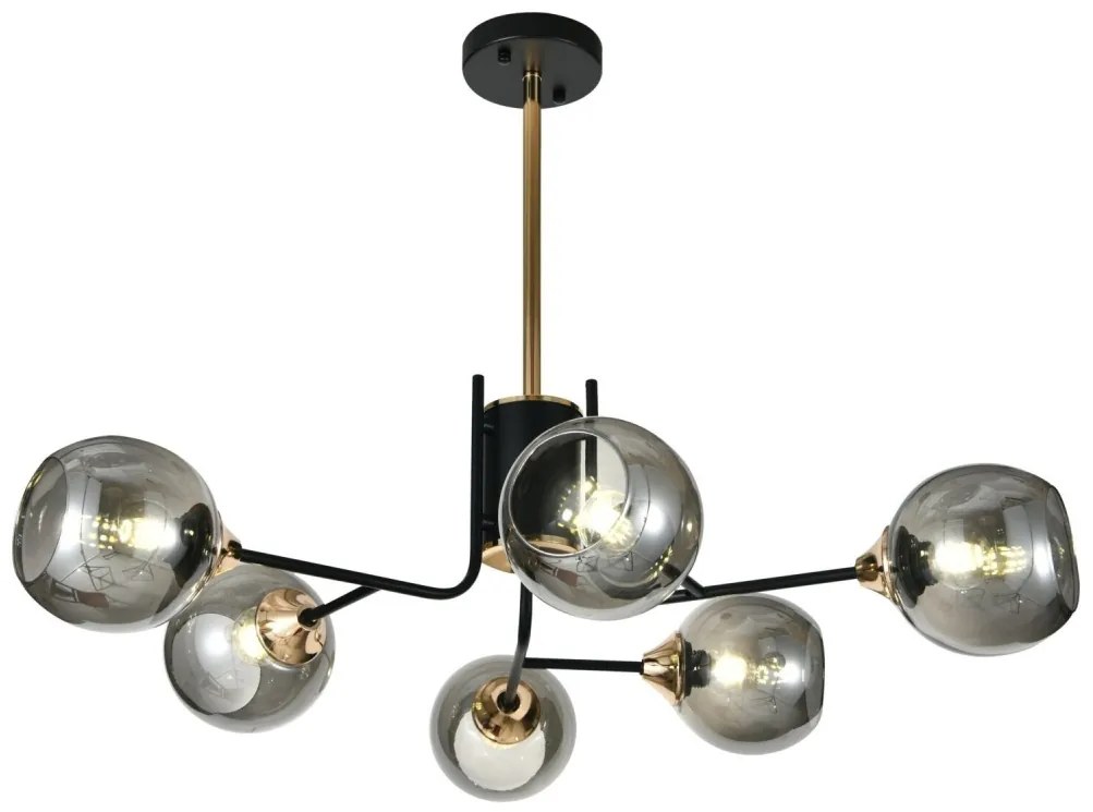 Lustra model N6802-6 – 6 abajururi elegante, finisaj negru