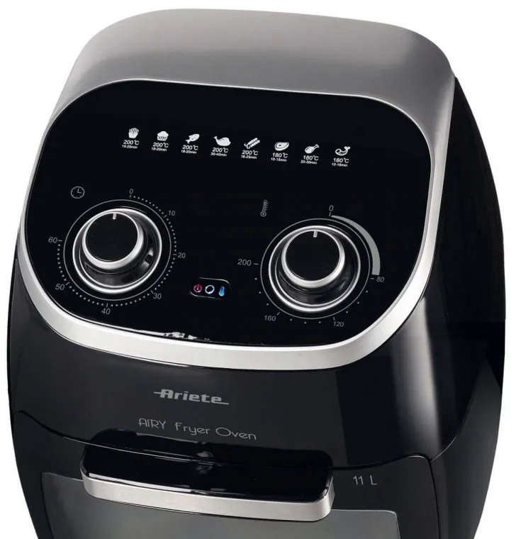 Friiteuza cuptor cu aer cald Ariete AIRY FRYER OVEN 4619/00, 2000W, 11 L, 8 programe, 80-200C, Rotisor, Timer, Negru