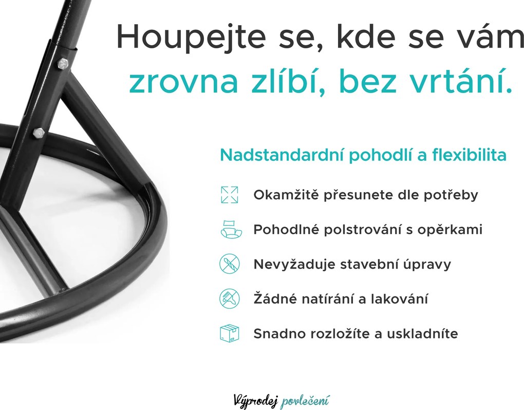Promoție Scaun suspendat KOKON cu suport, bej Clasa II