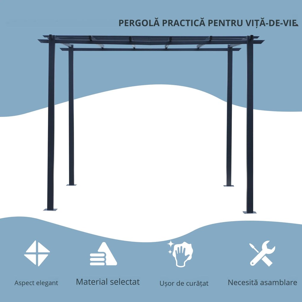 Outsunny Spalier de Gradina Schelet in Metal Negru 300 x 300 x 230 cm | Aosom Romania