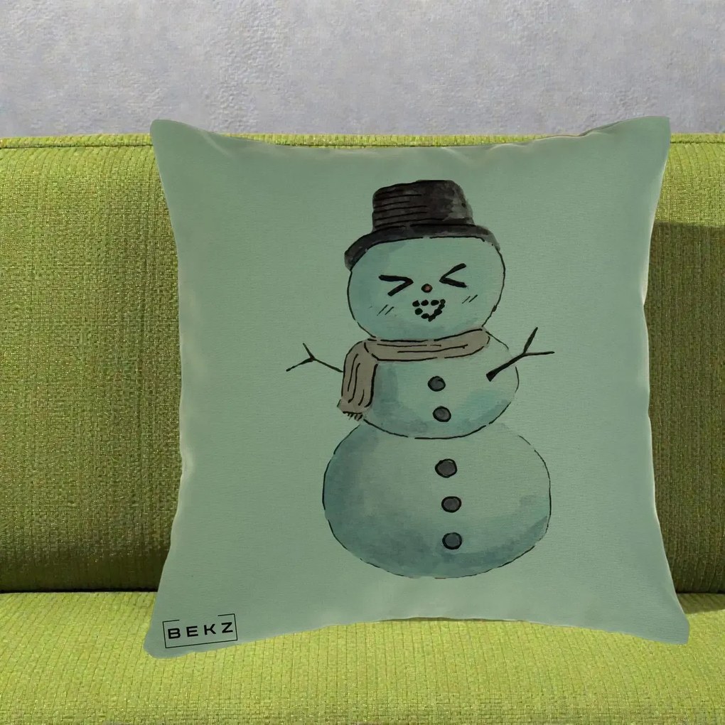 Perna Decorativa Om de Zapada Kawaii Haios, 40x40 cm, Verde, Husa Detasabila, Perna Inclusa, BEKZ®