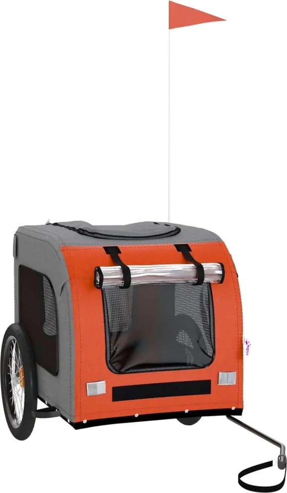 vidaXL Remorcă bicicletă de animale, portocaliu/gri textil oxford/fier