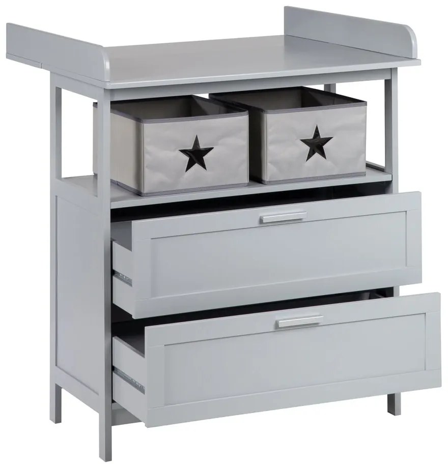 Comodă de copii gri cu masă de schimbat 87x100x75 cm Hamburg – Roba