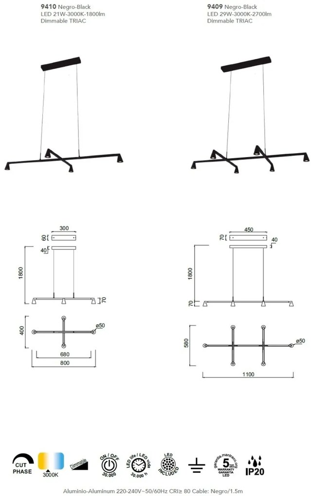 Lustra LED suspendata stil minimalist AFRICA 4L