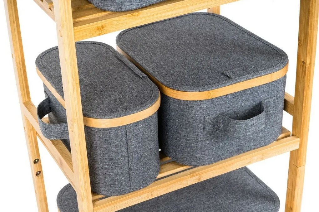 Cutie de depozitare G21 24 x 30 x 15 cm, dinbambus cu capac, gri