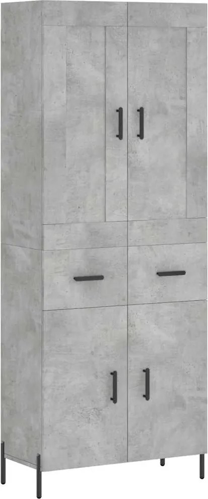 vidaXL Dulap înalt, gri beton, 69,5x34x180, lemn compozit