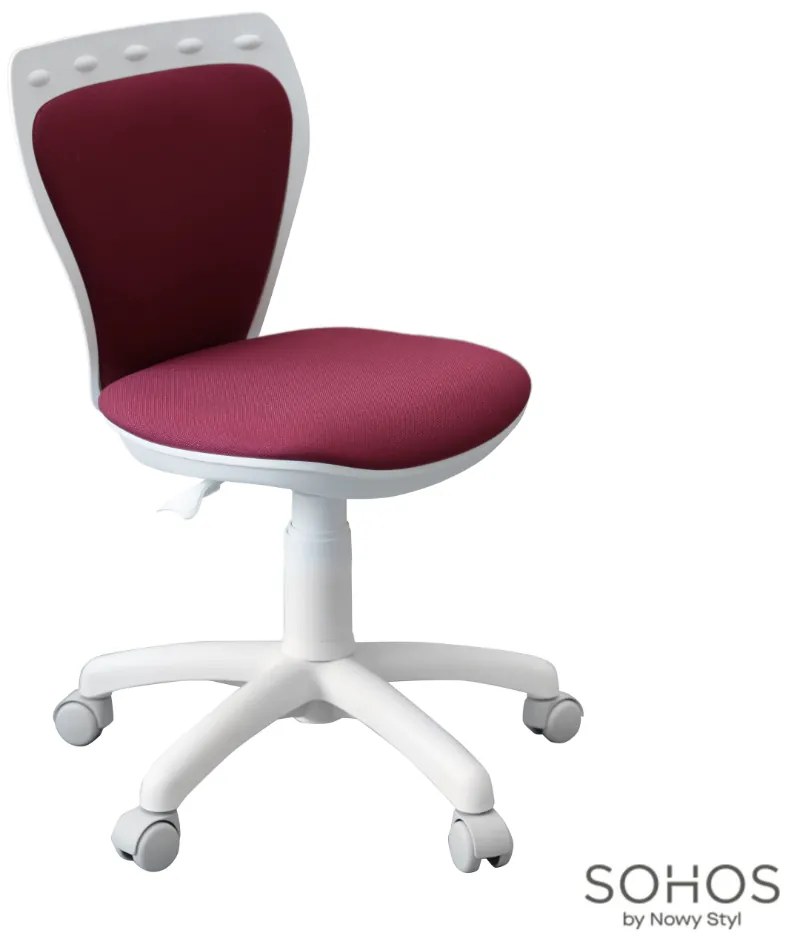 Scaun de birou pentru copii Ministyle, baza alba, textil C29, bordo