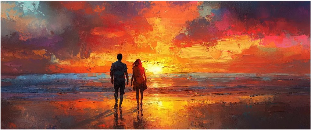 Tablou - Plimbare pe plajă (120x50 cm)
