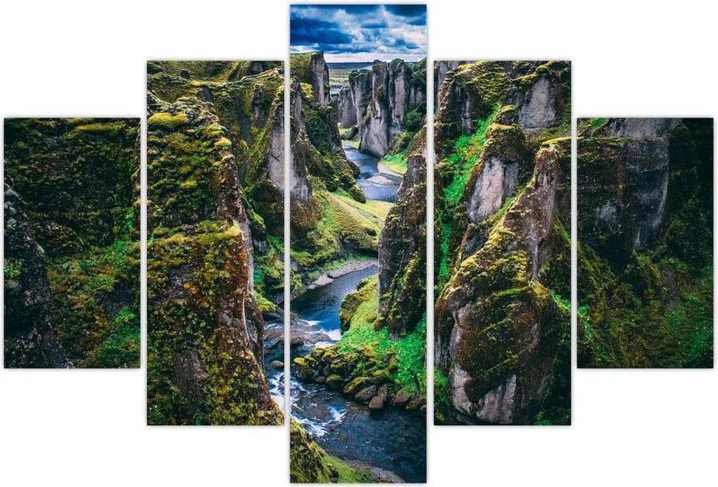 Tablou - Râu într-o vale stâncoasă (150x105 cm)