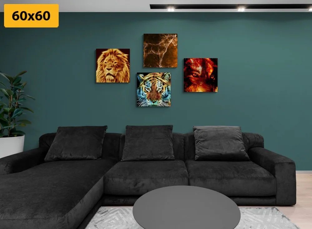 Set tablouri abstracție de animale misterioasă