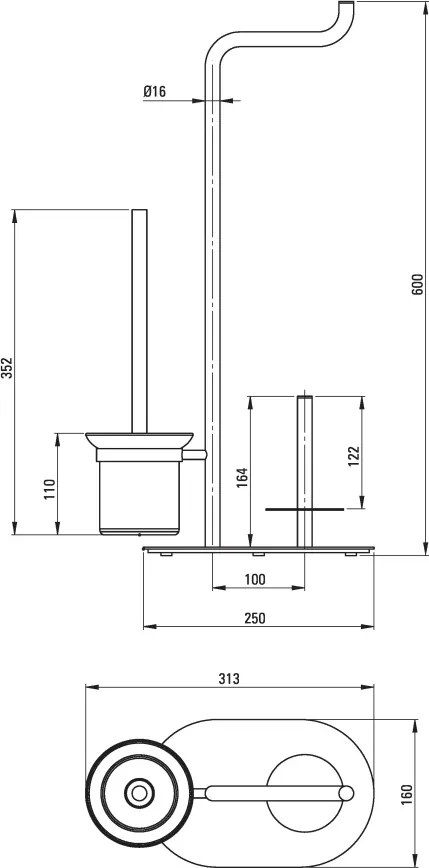 Silia Suport hârtie igienică stativ - 3-funcții Finisaj: Oțel periat ADI_F732