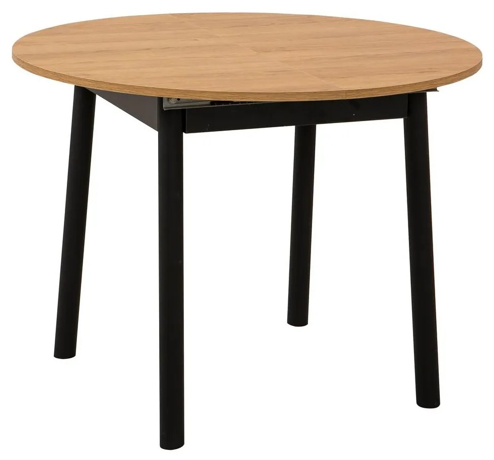 Masă de sufragerie extensibilă Duvasa 5 (stejar + negru) (pentru 4 persoane). 1093745