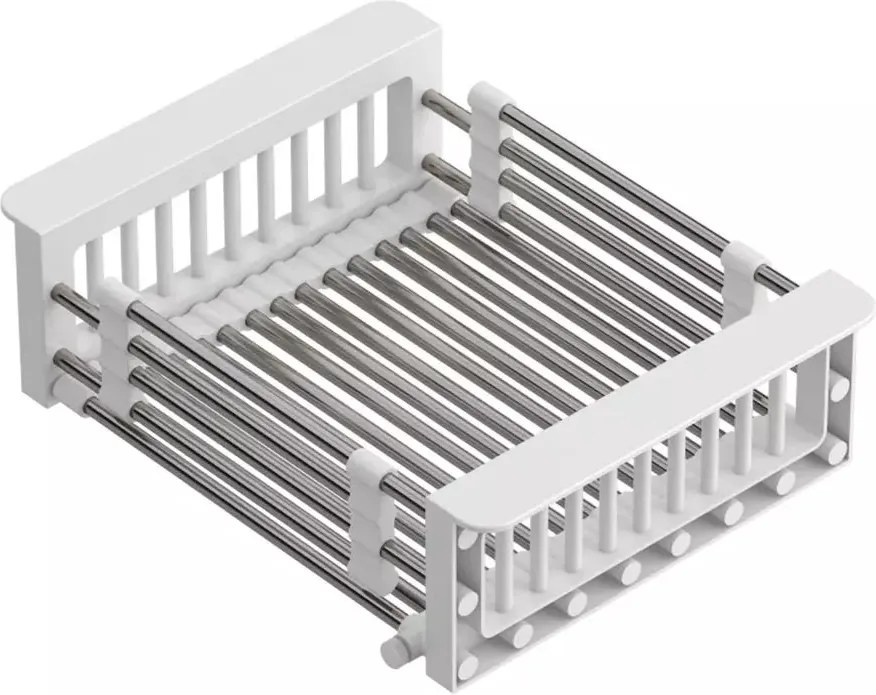 Cos scurgere dreptunghiular Quadron Unique inox - alb