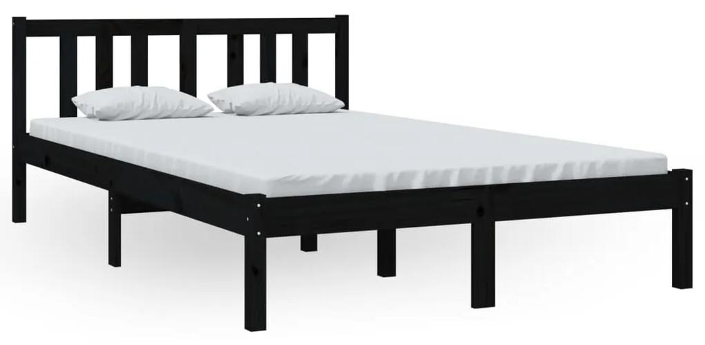 814883 vidaXL Cadru de pat, negru, 120x200 cm, lemn masiv de pin