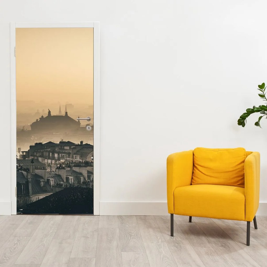 Fototapet pentru ușă - Oraș sub ceață (95x205cm)
