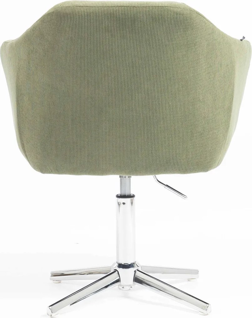 HR832CROSS Scaun Catifea Reiată Premium culoare verde salvie cu Bază Cromata