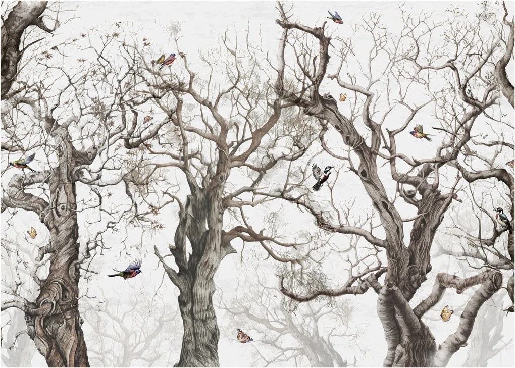 Tablou pe sticlă - Model de pădure, desen (70x50 cm)