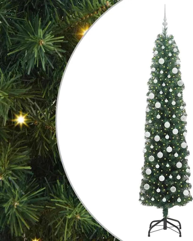 vidaXL Brad de Crăciun artificial Verde 210 cm PVC și oțel și plastic