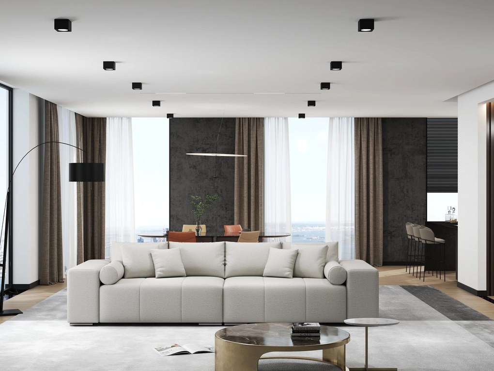 Canapea extensibilă dumonde cu ladă de depozitare si sezut confortabil din spuma high-density, Marbela Enjoy Beige XXL 295x100 cm