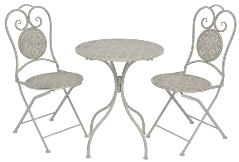 vidaXL Set mobilier bistro, 3 piese, gri, oțel