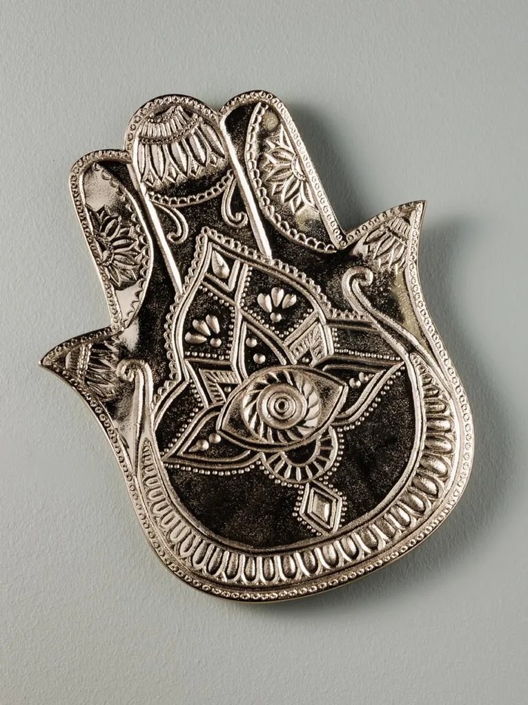 Tava argintie din aluminiu Hamsa