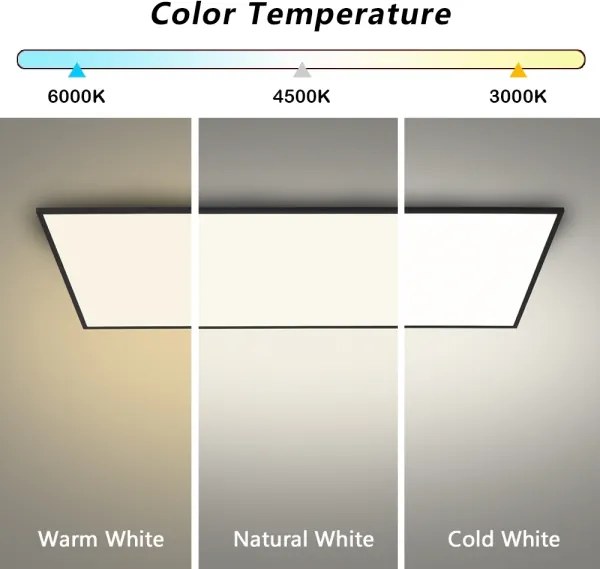 Brilagi - Plafonieră LED reglabilă SLIMFRAME, 80 W, 230 V, 120 x 60 cm, neagră, cu telecomandă