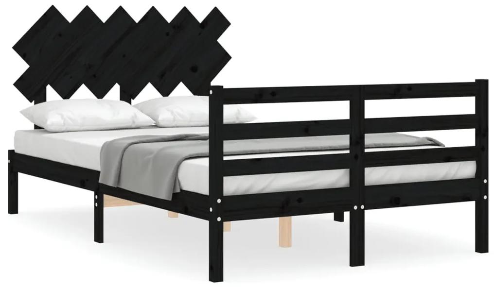 3195285 vidaXL Cadru de pat cu tăblie, negru, 120x200 cm, lemn masiv